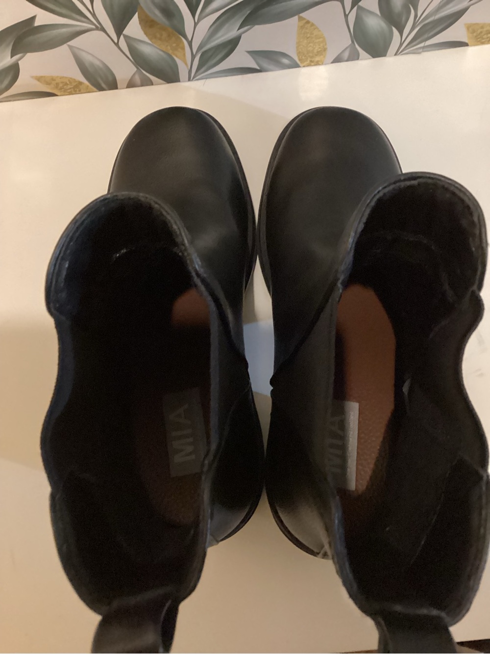 MIA Black Leather Chelsea Lug Heel Booties - Picture 5 of 7